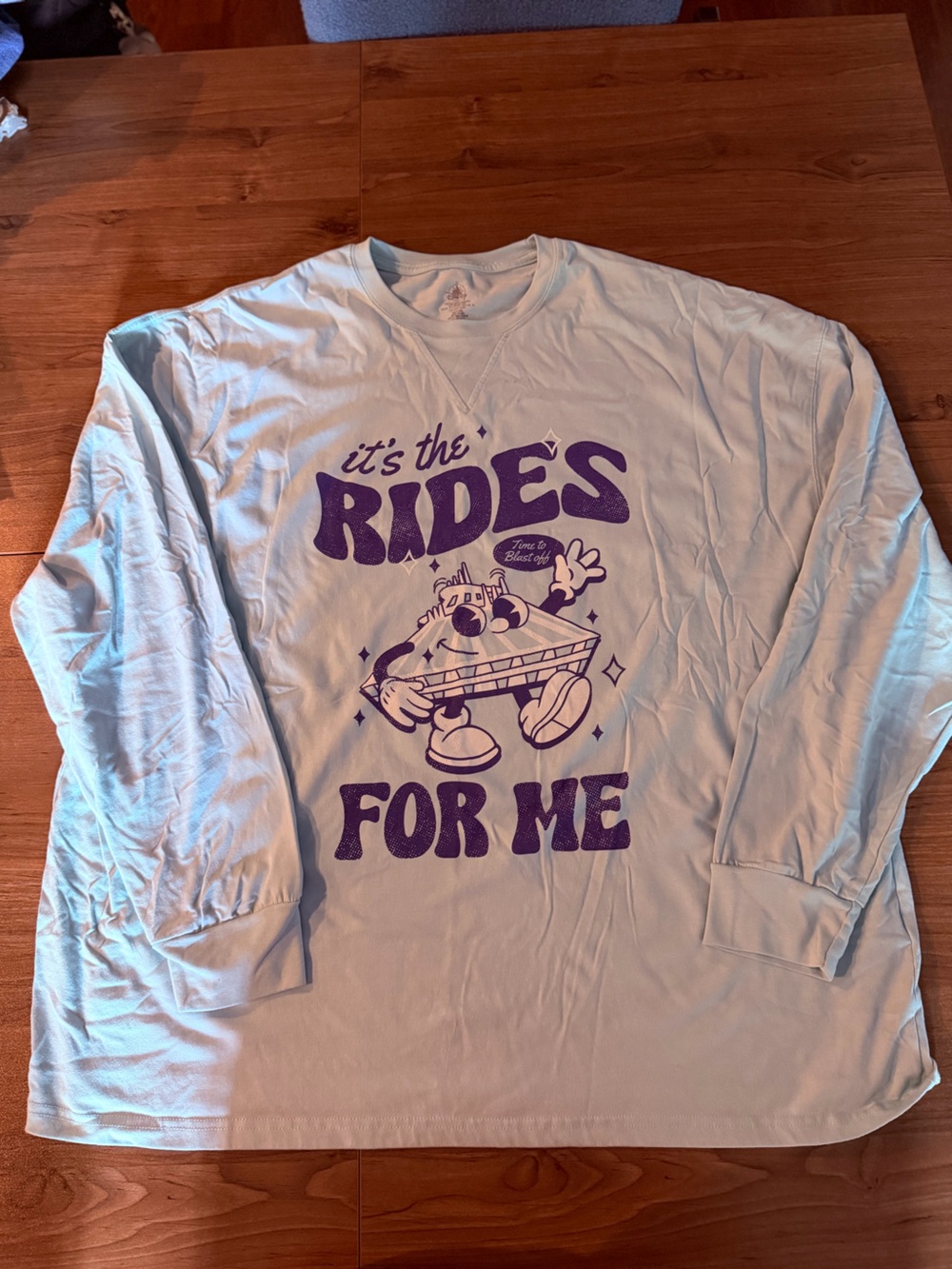 NW/OT Disney It’s the Rides For Me Light Blue Long-Sleeve Shirt 3XL